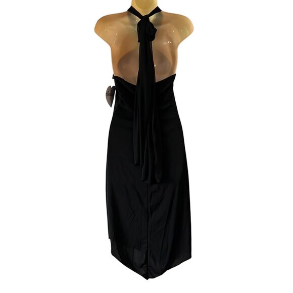 Younique Y2K Vintage Black Halter Dress Juniors Size Large Asymmetrical Clubwear - Picture 3 of 9